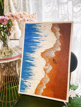 Art texture œuvres - Vague de plage abstrait sable enfants art mural minimalisme texture
